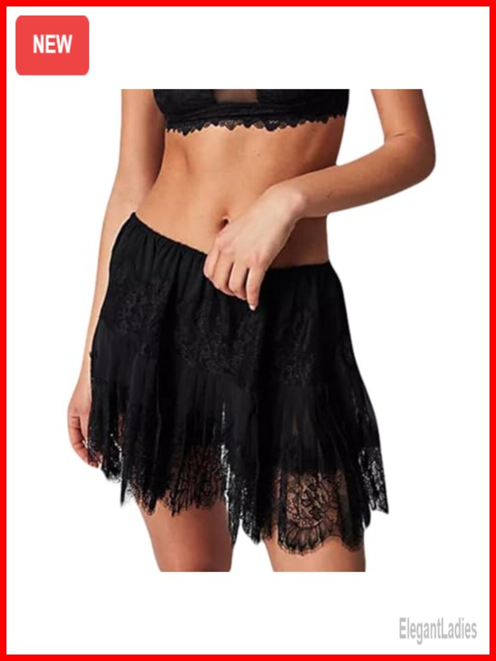 Women's Lace Mini Skirt Low Rise Half Slip Underskirt Ruffle Pleated Layered